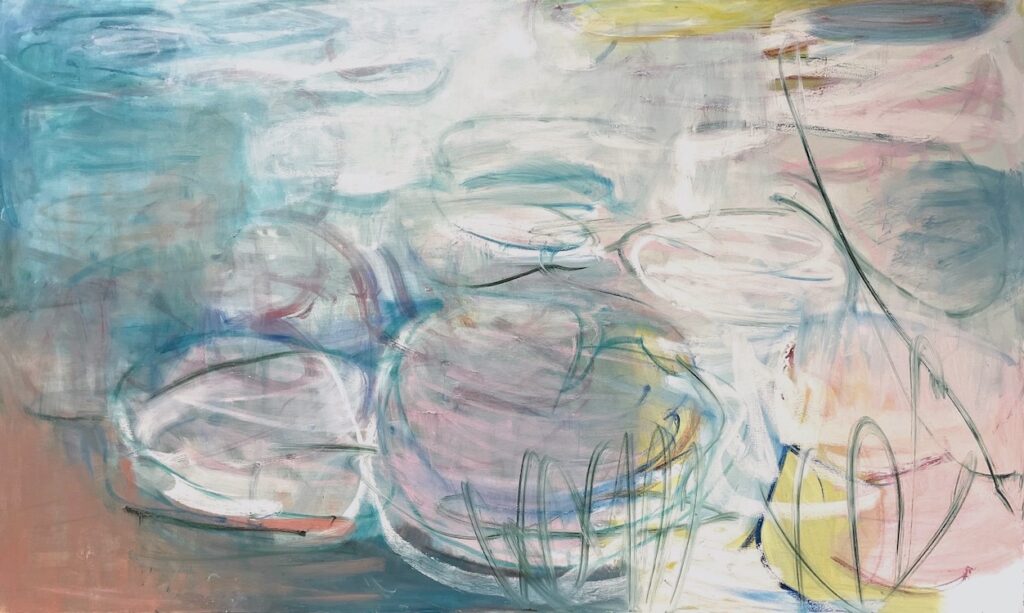 Sandrine Kern, Lilies in Light, 2022, Oil on canvas, 30 x 60 inches