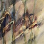 Jane Morris Pack, Four Stalks of Bamboo, 2009, Oil on paper, 19 3/4 x 25 1/2 inches