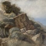 Jane Morris Pack, Rocky Landscape, 2009, Oil on paper, 13 3/4 x 19 1/8 inches