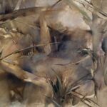 Jane Morris Pack, Tree Trunks and Branches, 2009, Oil on paper, 19 3/4 x 25 1/2 inches