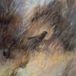 Jane Morris Pack, Two Birds in Tall Grass, 2009, Oil on paper, 15 1/8 x 24 1/4 inches