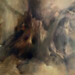 Jane Morris Pack, Wide Tree Trunk in Dark Hues, 2009, Oil on paper, 19 3/4 x 25 1/2 inches