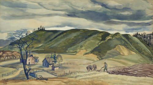 Charles Burchfield (1893-1967), November Plowing, 1928, Watercolor on paper, 18 x 33 inches