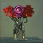 Giovanni Casadei, Red and Purple, 2022, Oil on panel, 10 1/2 x 10 inches