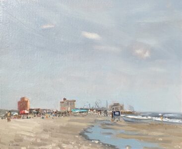 Giovanni Casadei, The Life-Guard Boat, 2022, Oil on panel, 8 1/2 x 13 1/2 inches - SOLD -