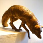 J. Clayton Bright, Fox Departing, Bronze, 4 ½ x 2 ¼ x 9 ¼ inches