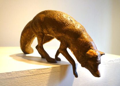 J. Clayton Bright, Fox Departing, Bronze, 4 ½ x 2 ¼ x 9 ¼ inches
