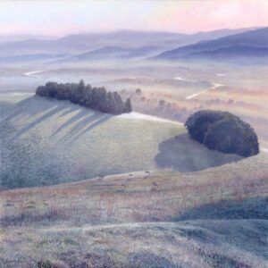 Timothy Barr, Frosty Morning, 2022, Oil on panel, 24 x 24 inches