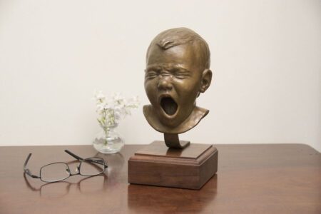 J. Clayton Bright, Yawn at Dawn, Bronze, 5 x 5 x 10 inches