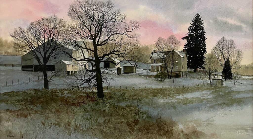 Peter Sculthorpe, Oak Meadow (SOLD), Watercolor, 16 x 29 ½ inches