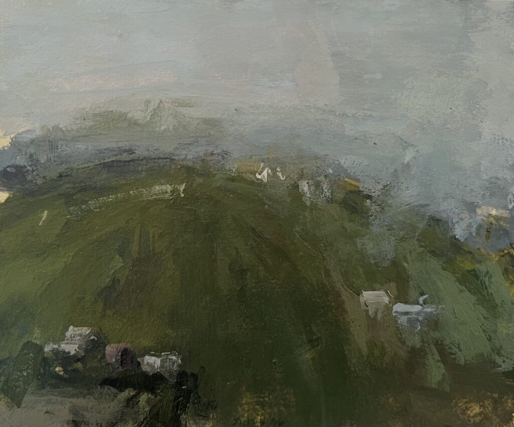 Stuart Shils, Irish Hillside Morning, 1996, Acrylic on paper, 5 7/8 inches x 7 inches