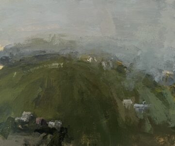 Stuart Shils, Irish Hillside Morning, 1996, Acrylic on paper, 5 7/8 inches x 7 inches