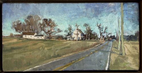 Michael Doyle, Backroads of America, 2023, Oil on panel, 6 x 12 inches