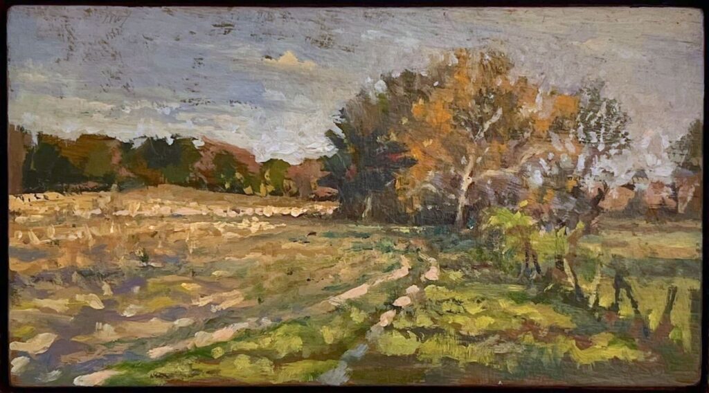 Michael Doyle, Country Road (SOLD), Oil on panel, 4 ¾ x 8 ¾ inches