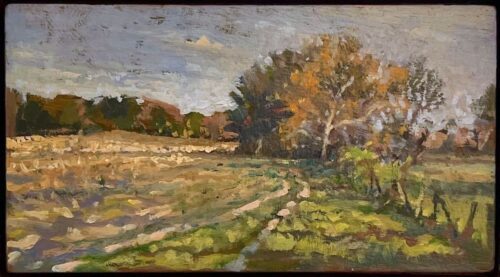 Michael Doyle, Country Road (SOLD), Oil on panel, 4 ¾ x 8 ¾ inches