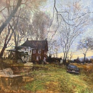 Michael Doyle, Where The Pigeons Roost, 2023, Oil on panel, 30 x 30 inches