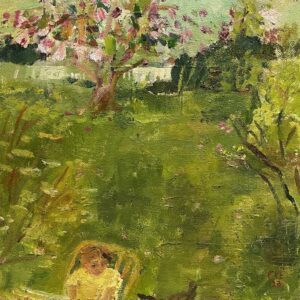 Elizabeth Endres, Garden Seat (SOLD), 2023, Oil on canvas, 8 x 8 inches