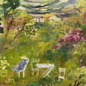 Elizabeth Endres, Little Garden Landscape (SOLD), 2023, Oil on canvas, 12 x 12 inches