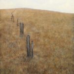 Francis DiFronzo, Fenceline, 2023, Oil over watercolor and gouache on panel, 22 x 19 inches