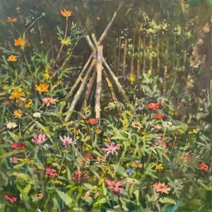 Michael Doyle, In the Flower Garden (SOLD), 2023, Oil on canvas, 24 x 24 inches