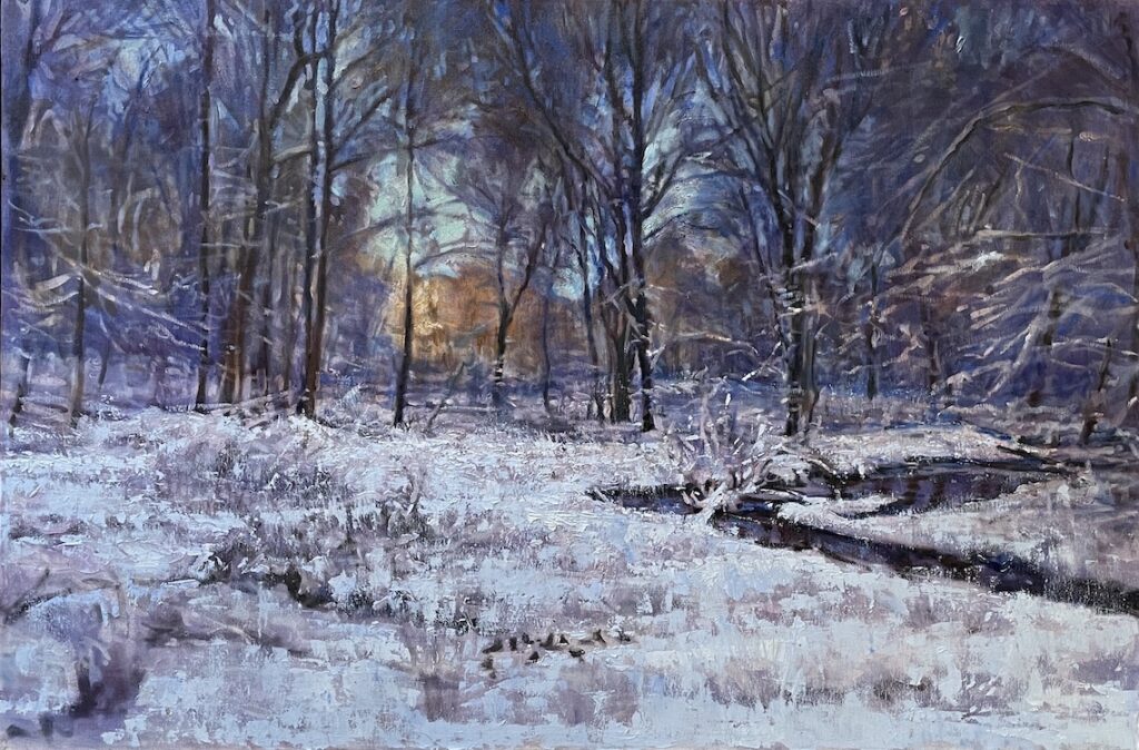 Michael Doyle, Morning Snow, 2023, Oil on canvas, 24 x 36 inches