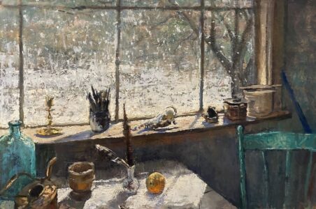 Michael Doyle, Spring Storm, 2023, Oil on panel, 24 x 36 inches