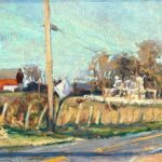 Michael Doyle, Kirk's Farm, 2023, Oil on board, 6 x 12 ½ inches