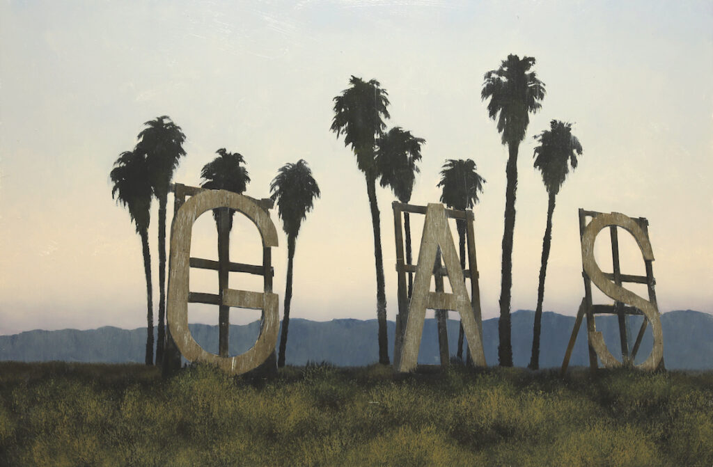 Francis Di Fronzo, Roadside Prophecy, 2023, Oil over watercolor and gouache on panel, 22 x 33 inches