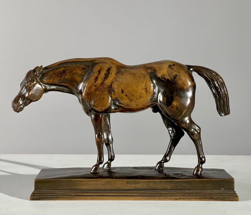 Antoine-Louis Barye (1795-1875), Half Blood Horse, Head Lowered, 1845, Bronze, 4 ¾ x 7 ¼ x 2 ⅛ inches