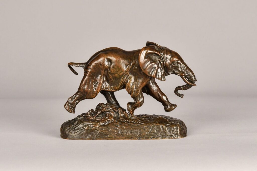 Antoine-Louis Barye (1795-1875), Senegalese Elephant, 1874, Bronze, 5 ¼ x 7 ¾ x 3 inches