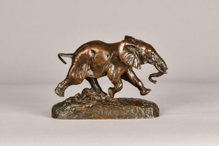 Antoine-Louis Barye (1795-1875), Senegalese Elephant, 1874, Bronze, 5 ¼ x 7 ¾ x 3 inches
