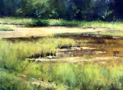 Jacob Aguiar, Scarborough Marsh in Strong Light, Pastel, 12 x 16 inches, $1,800