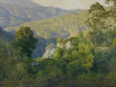 Nanette Biers, Riding the Thermals, Oil on panel, 18 x 24 inches, $2,400