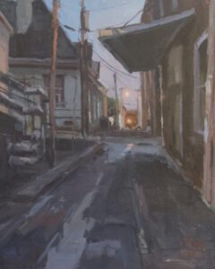 [Art of the West Award of Excellence] David Boyd Jr. AIS, Daybreak Wadsworth Alley, Oil on linen, 20 x 16 inches, $2,000