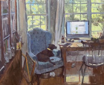 Alison Barry, Work from Home, Oil on linen panel, 16 x 20 inches - SOLD -