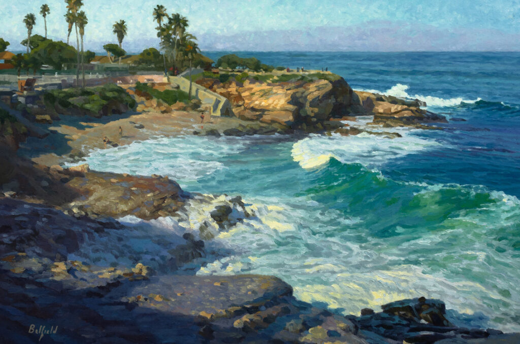 Brian Belfield AIS, La Jolla Cove Morning, Oil on canvas, 24 x 36 inches, $2,500
