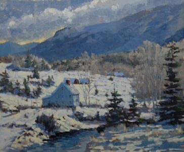 J. E. Daly, Winter Mist Over the Seymour, Oil on linen, 20 x 24 inches, $4,000