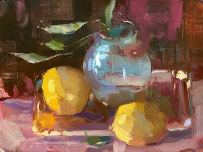 Bernard Dellario, Two Lemons, Oil on panel, 9 x 12 inches - SOLD -