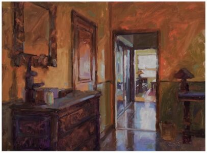 Carl Dalio, Sunday Morning Interior, Oil on board, 12 x 16 inches - SOLD -