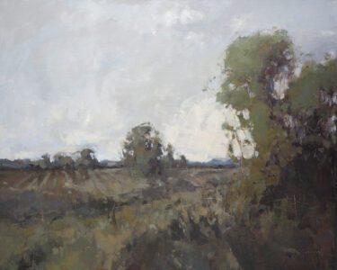 Julie Davis AIS, Daylight's Exit, Oil on panel, 16 x 20 inches, $750