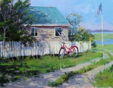 John Eiseman, Where Is My Bike?, Oil on canvas panel, 11 x 14 inches, $1,125