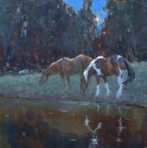 Diane Frossard AIS, Night Reflections, Oil on panel, 12 x 12 inches - SOLD -
