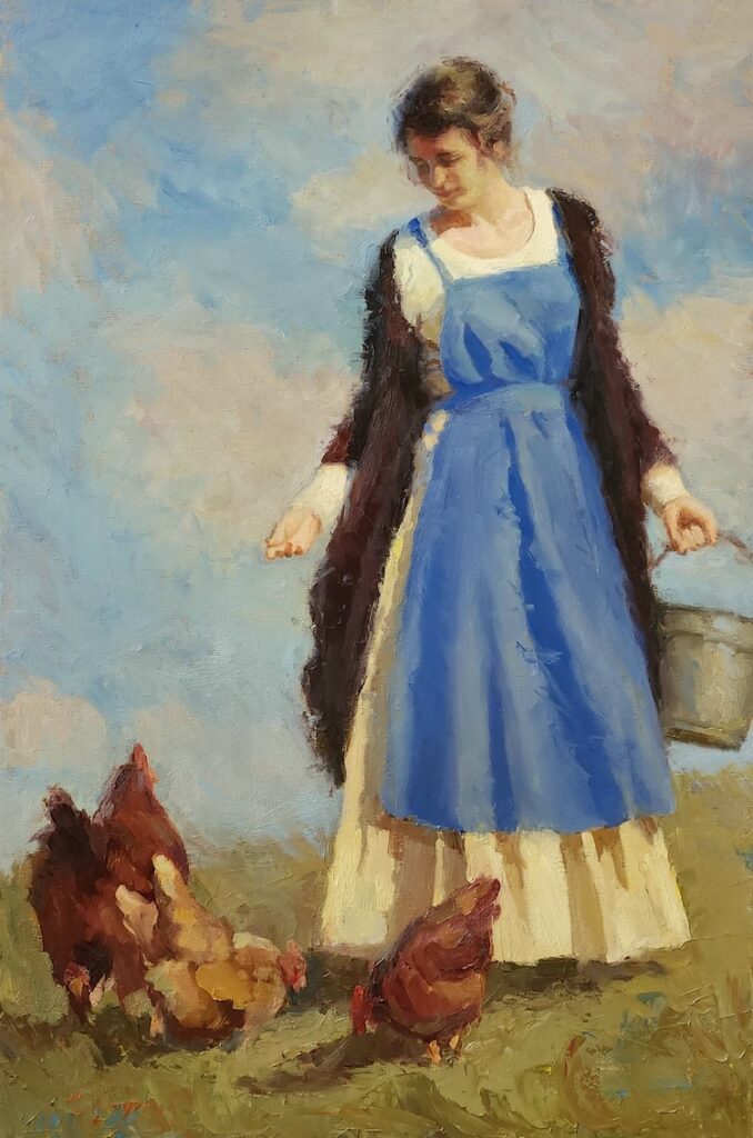 Mark Gingerich AIS, Feeding Time, Oil on linen, 30 x 20 inches, $3,500