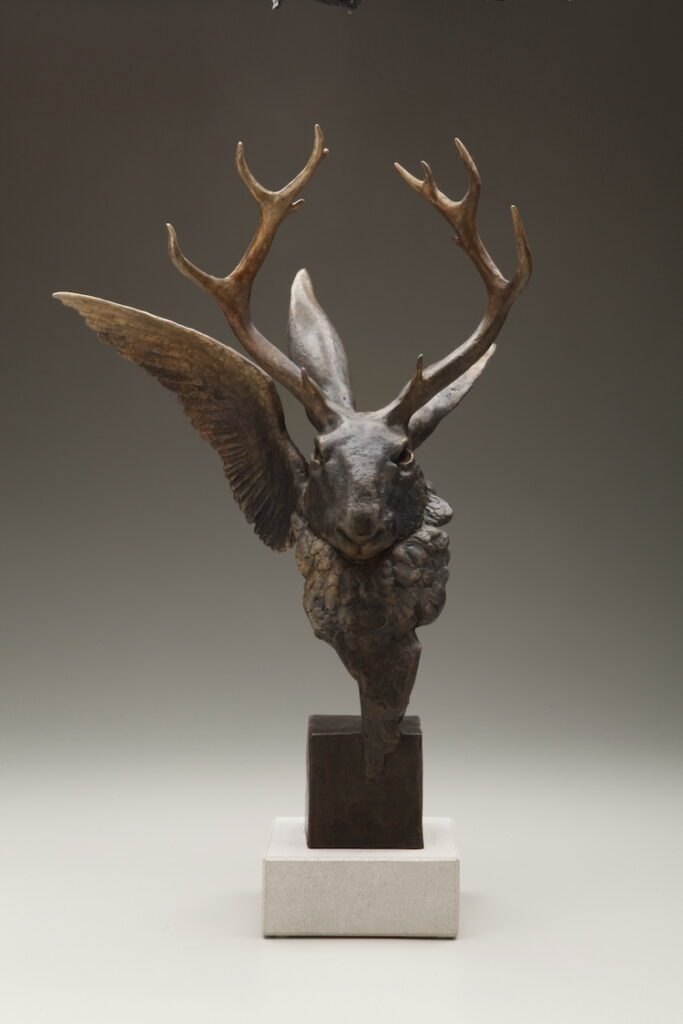 Julia Levitina, Bestia Palantinensis (Rabbit-Bird), Bronze, 21 x 5 x 5 inches, Edition of 8