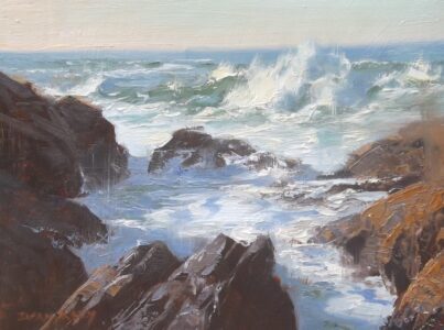 Ivan Kelly, Surf Watching, Oil on board, 9 x 12 inches, $1,450