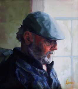 Alana Knuff, News Alert, Oil on linen, 16 x 14 inches, $2,500