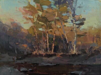 Bhavani Krishnan AIS, Unfolding Light, Oil on panel, 9 x 12 inches, $600