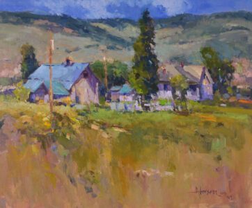 Ann Larsen AIS, Montana Ranch, Oil on linen panel, 20 x 24 inches, $3,800