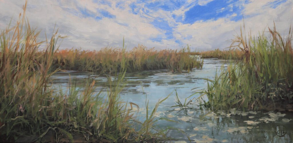 Dottie Leatherwood AIS, Unexpected Perspective, Oil on panel, 12 x 24 inches, $1,600