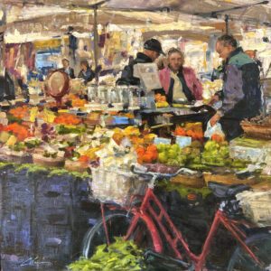 Chris McAllister, Market in Rome, Oil on board, 12 x 12 inches, $1,500